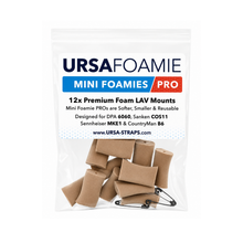 Caramel mini foam mounts pro pouch with lav foam pieces and black safety clips