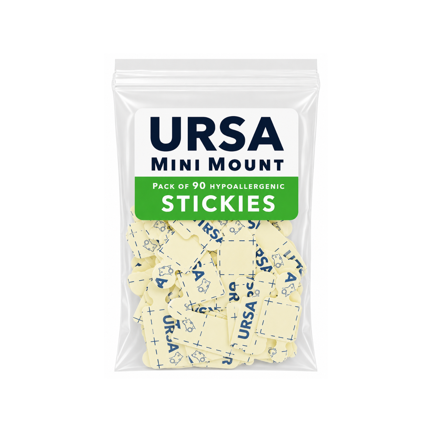 Hypoallergenic adhesive stickies pack with cream-yellow disposable tape pieces