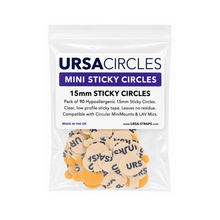 15mm mini sticky circles adhesive dots with peel-off tab, assorted colors in pack