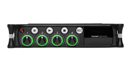 Top/front controls with numbered green knobs and REC indicator button