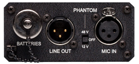 MP-1 mic preamp front panel with XLR, LINE OUT and MIC IN connectors