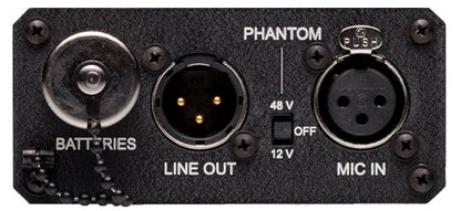 MP-1 mic preamp front panel with XLR, LINE OUT and MIC IN connectors