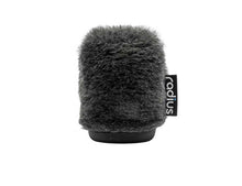 Grey furry microphone windscreen with base