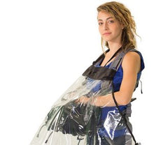 Orca OR-35 rain cover: clear plastic cover with blue straps and front opening