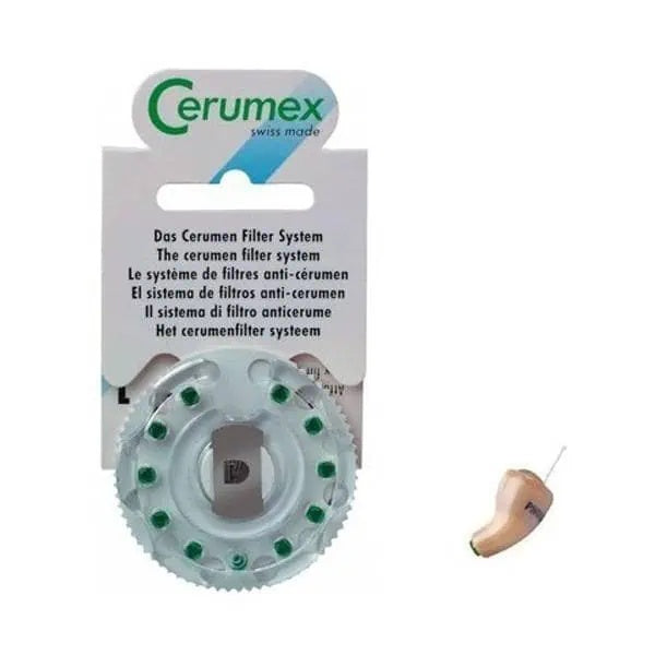 Cerumex Waxguard ear wax filter discs, pack of 11 in blister packaging