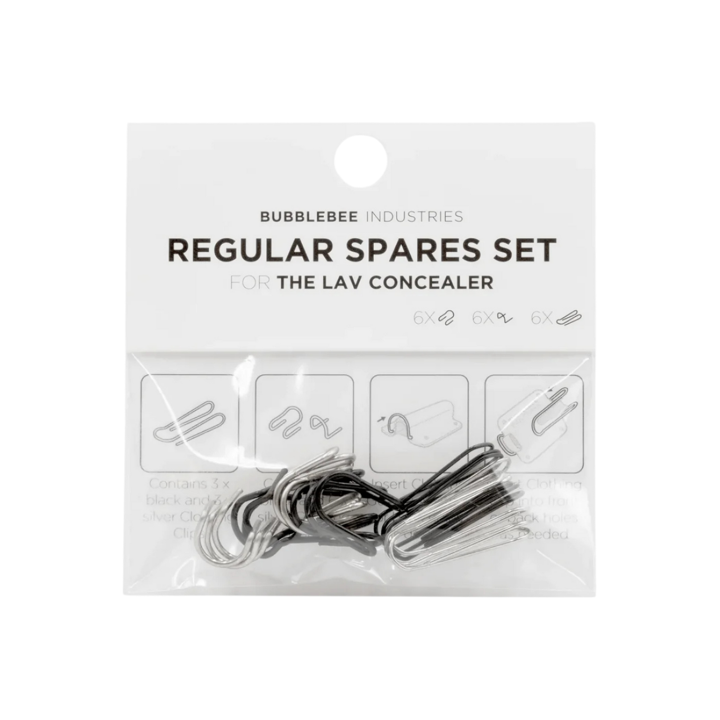 Replacement parts blister pack for lav concealment with metal hooks, Bubblebee Industries