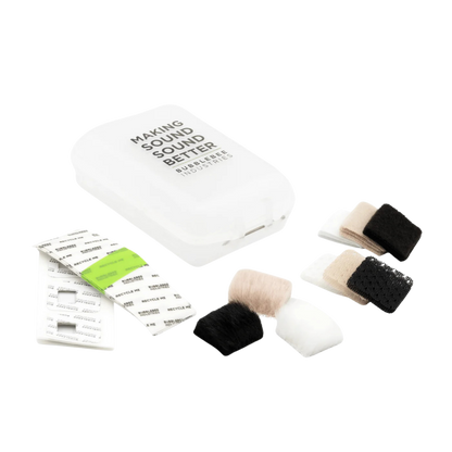 Mic hiding starter kit set with foam pads, adhesive strips, and carrying case
