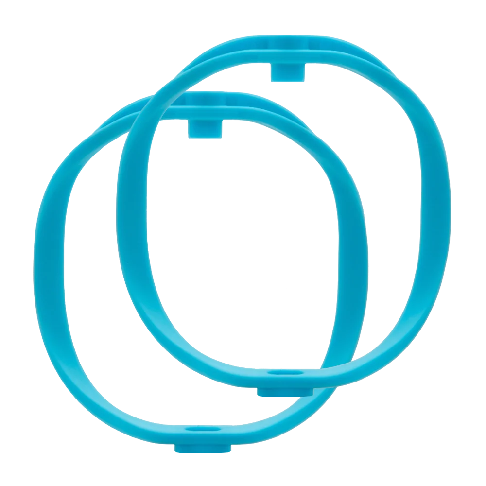 Blue shock mount isolator rings with molded tabs and inner loop