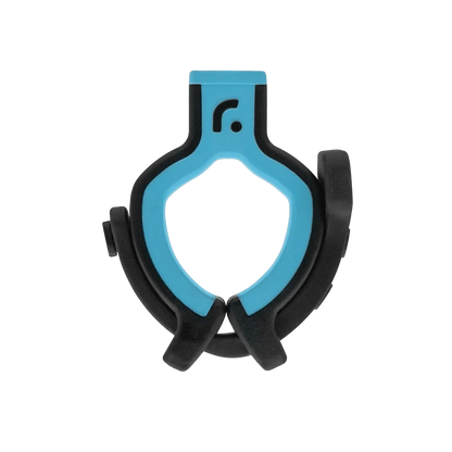 Blue and black shock mount with circular ring and grip arms
