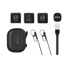 Dual-channel wireless microphone system kit with black receiver, two transmitters, and mic antennas