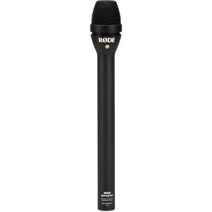 RØDE Reporter interview microphone with black handheld body and mesh grille