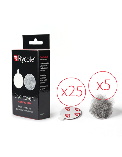 Rycote Overcovers Advanced Grey - 5 fur covers and 25 Stickies