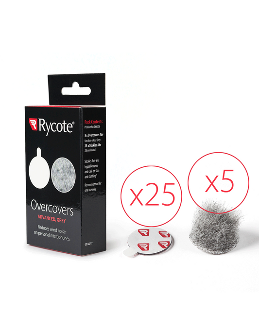 Rycote Overcovers Advanced Grey - 5 fur covers and 25 Stickies