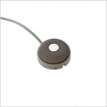 Round miniature boundary microphone mesh capsule with cable, dark gray