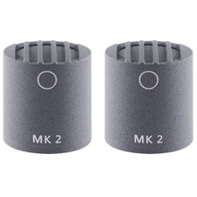 Pair of Schoeps MK 2 microphone capsules, gray foam cylinders with MK 2 text