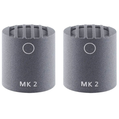 Pair of Schoeps MK 2 microphone capsules, gray foam cylinders with MK 2 text