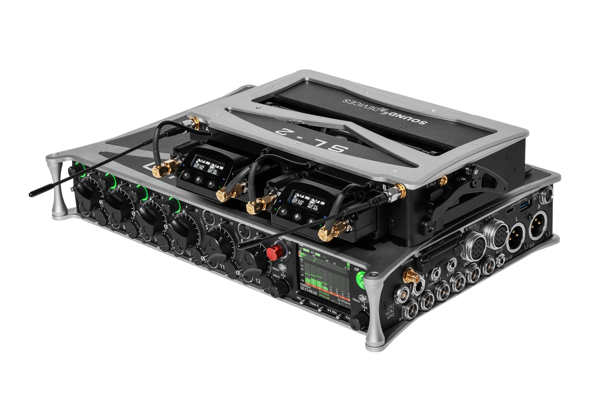 SL-2 audio device with black-and-silver chassis, front display, and control knobs
