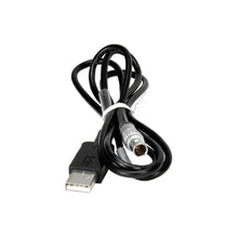 Black USB-A to LEMO data cable with round metal connector