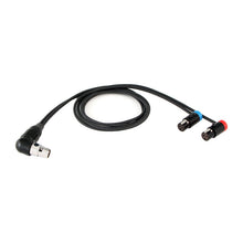 Right angled TA5 to dual TA3F output cable with black leads and color-banded connectors