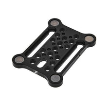 Sennheiser EW-DP mounting plate, black metal bracket with mounting holes and slots