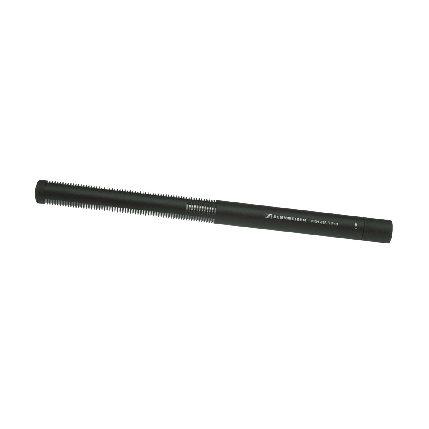 Sennheiser MKH 418-S shotgun microphone with front grille and dark body