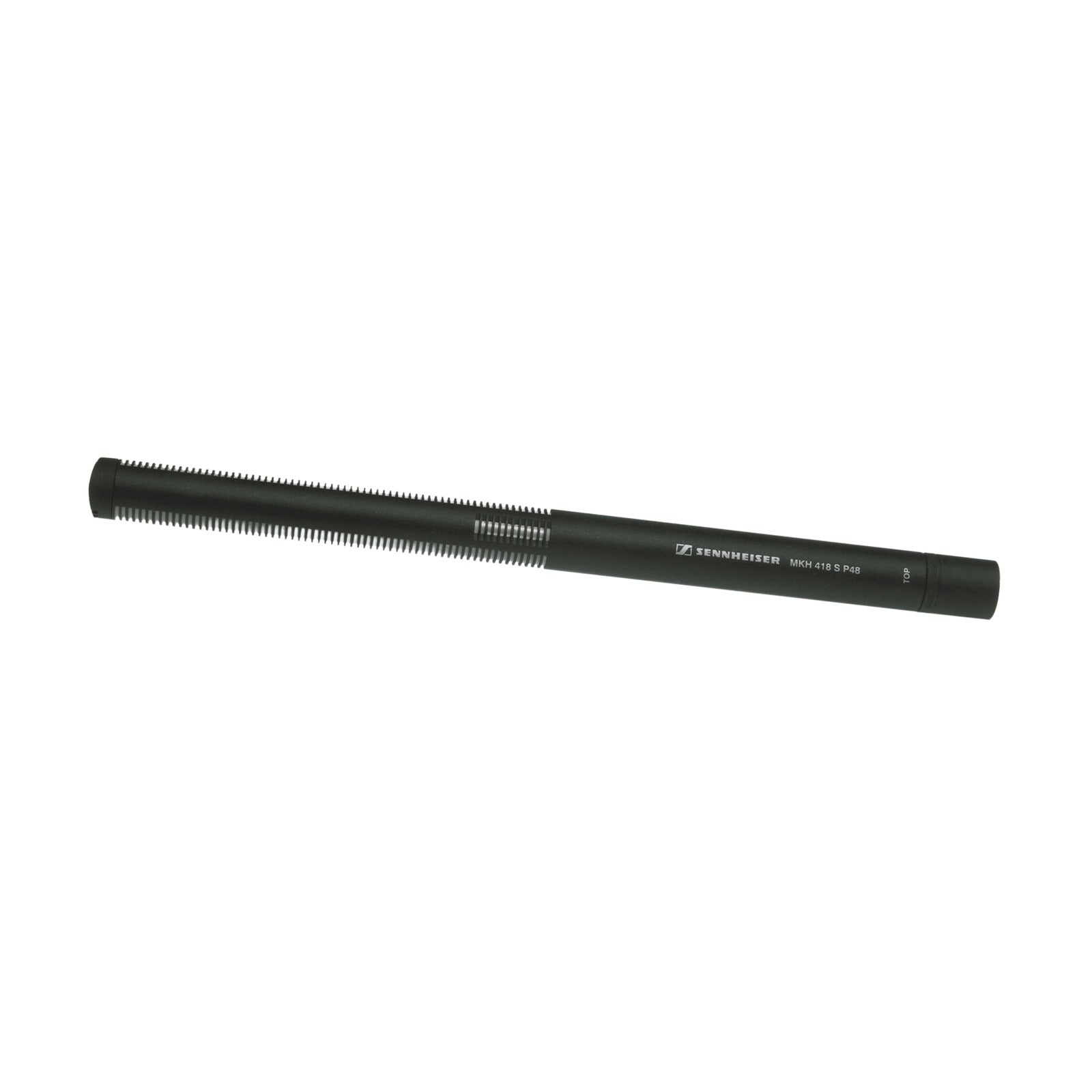 Sennheiser MKH 418-S shotgun microphone with front grille and dark body