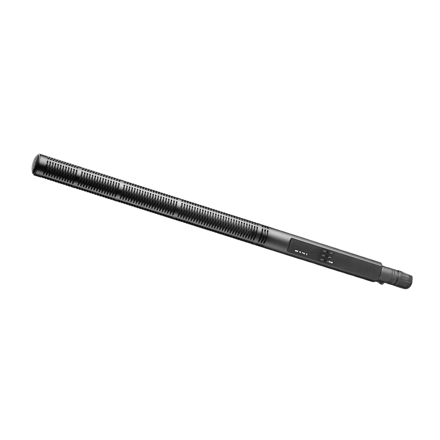 Sennheiser MKH70-1 shotgun microphone with long cylindrical grille and control panel