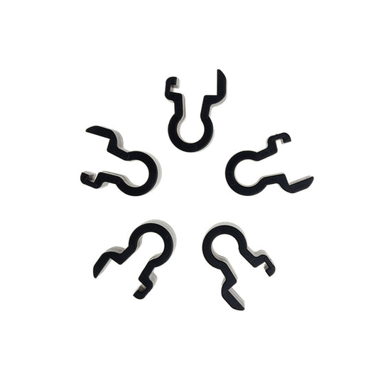 Locking clamp set of 5 tentacle-style connector clips, dark/black