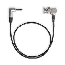 Black sync cable with 90° BNC connector and angled plug ends
