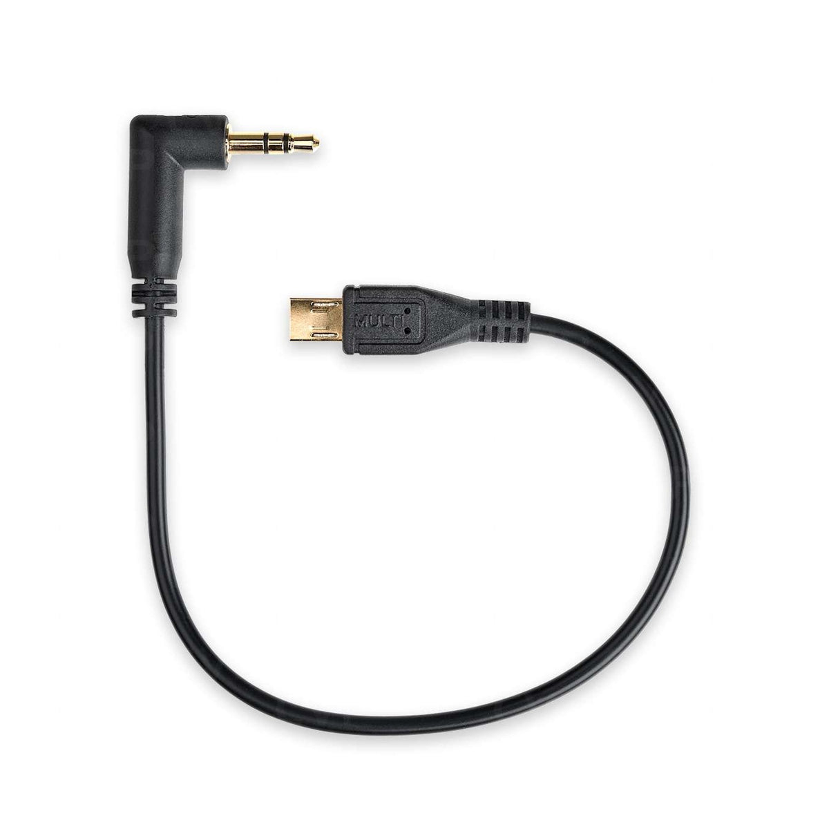 Black Tentacle to micro-USB cable with 3.5mm right-angle audio connector