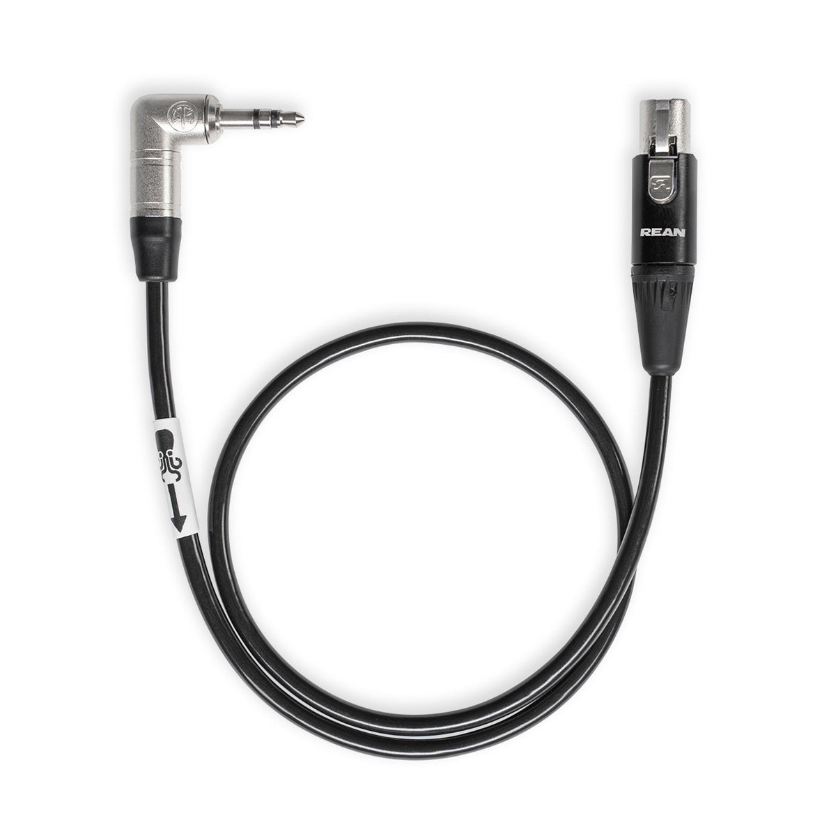Mini XLR (TA3F) to USB cable with right-angle plug, black cord