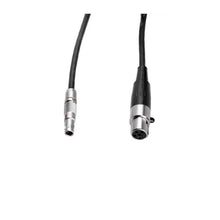 Wisycom CAL48 phantom power cable with black cable and metal connector ends