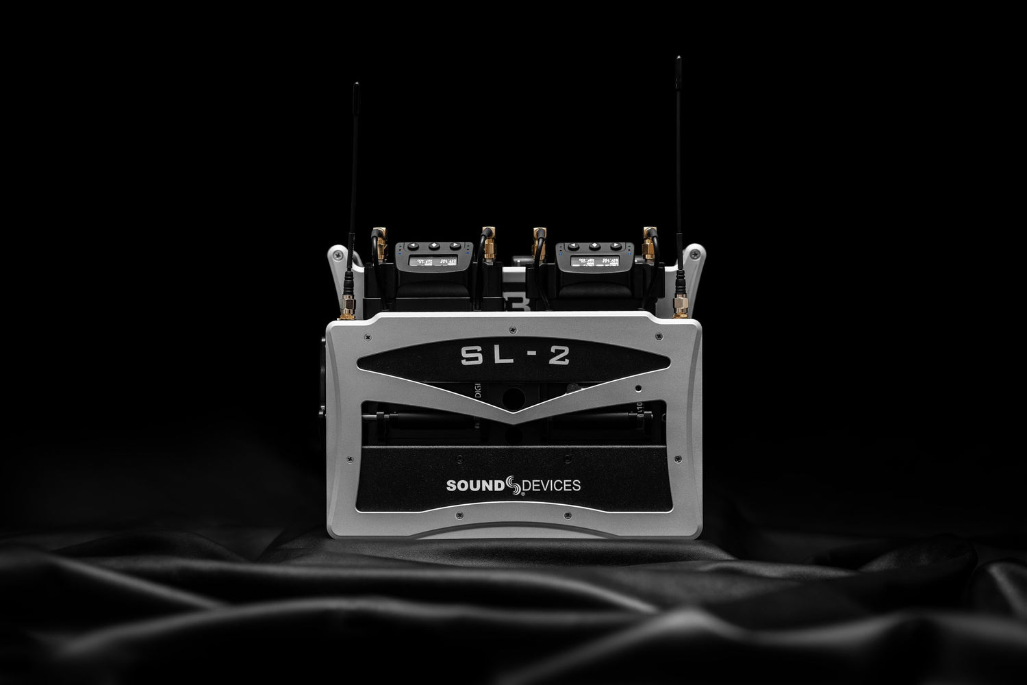 SL-2 audio device front view with SOUND DEVICES logo and silver side frame