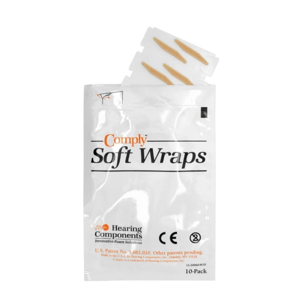 Phonak Comply Soft Wraps 32mm 10-pack pouch with visible tan wraps
