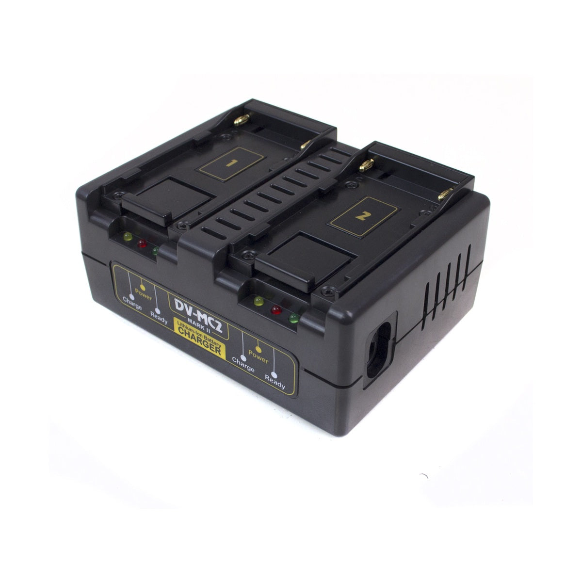 2-Channel MDV Charger DV-MC2, black tabletop charger with two ports and indicator LEDs