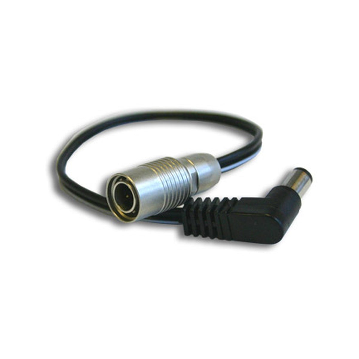 Power cable with metal barrel DC connector and black DC plug