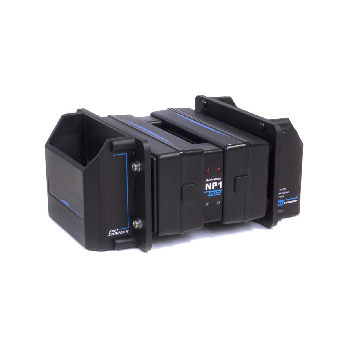 Hawk-Woods NP-2C NP1 dual battery charger, black docking unit with open battery slots