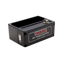 Hawk-Woods NP1 power adaptor with USB port and round DC connector, black rectangular case