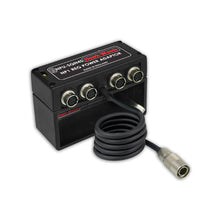 Hawk-Woods NPU-SQN4S power adaptor, black box with 4 ports and attached cable/connector