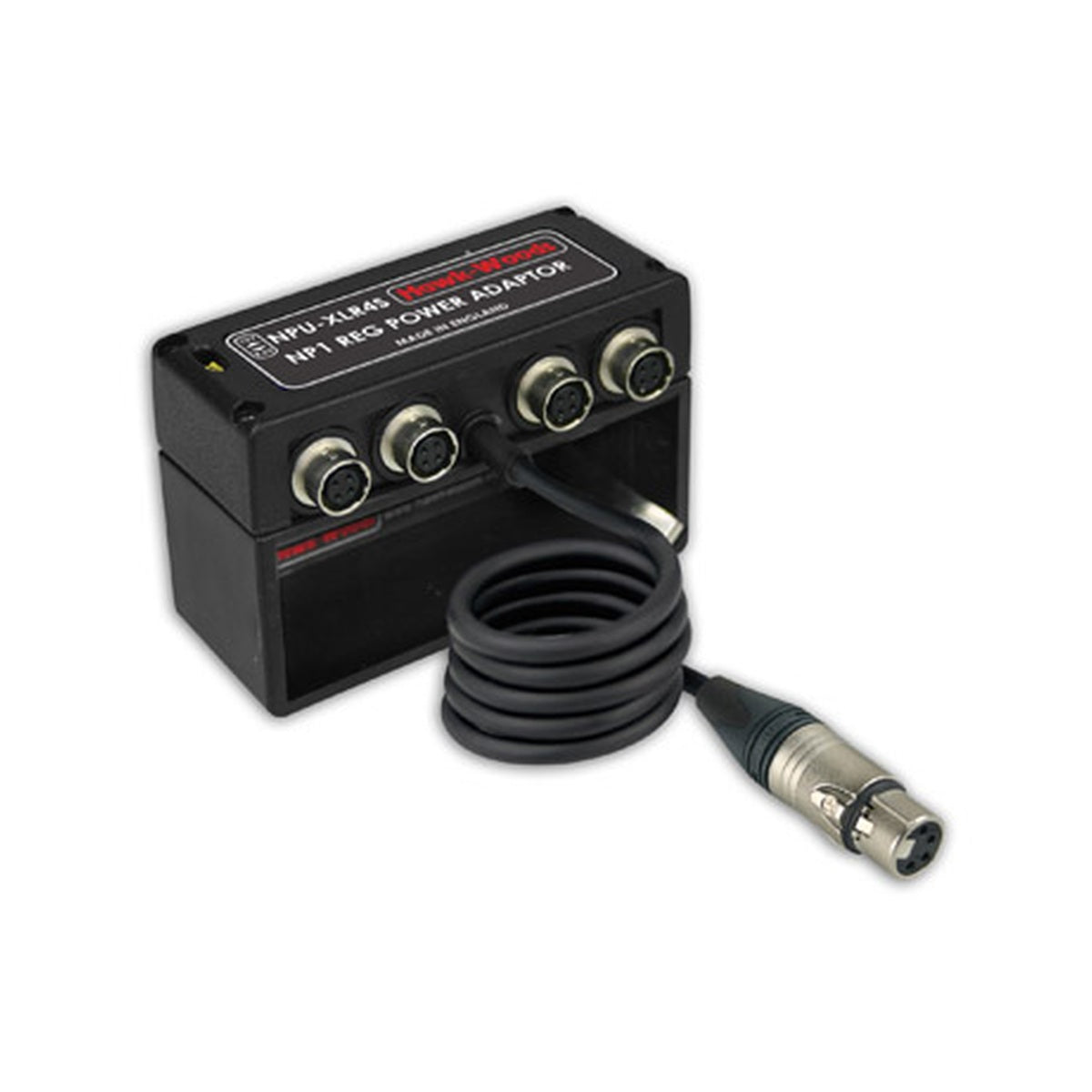 Hawk-Woods NPU-XLR4S power adaptor, black box with XLR cable and ports