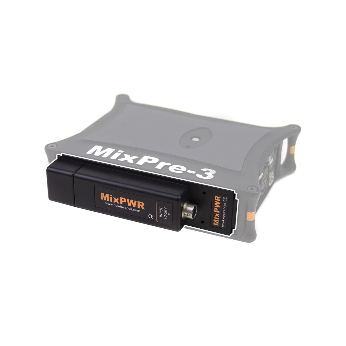 Hawk-Woods Hirose power input sled for MixPre-3 recorder, gray housing