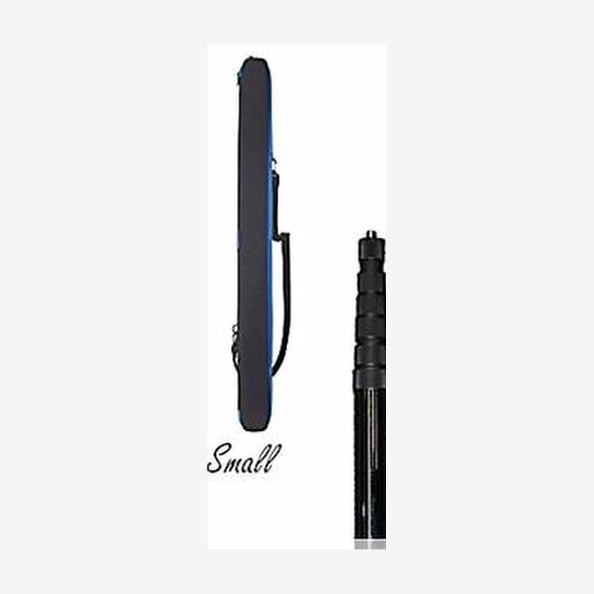 Small boom pole case, dark padded cover with zipper, holds a boom pole upright