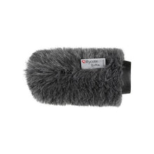 Rycote Softie gray furry windscreen with black mounting clip