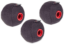 Rycote small baseball mic windscreens, dark gray felt with red grommets, 3-pack