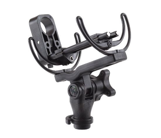Rycote INV-Lite 19mm microphone shock mount with metal clamp and stand bracket
