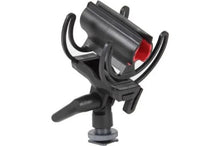 Rycote InVision on-camera shock mount with threaded base and black cradle, red insert