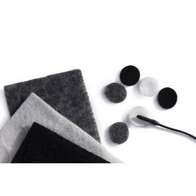 Rycote undercovers mixed-color foam pads, round and sheet pieces, dark and light gray