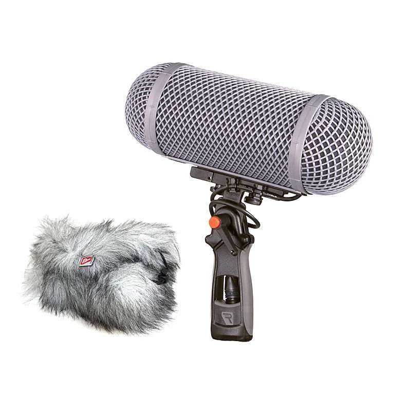 Rycote modular microphone windshield with metal mesh and detachable fur windscreen