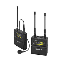 Sony UHF wireless radio mic kit with two black units, antennas, and headset microphone
