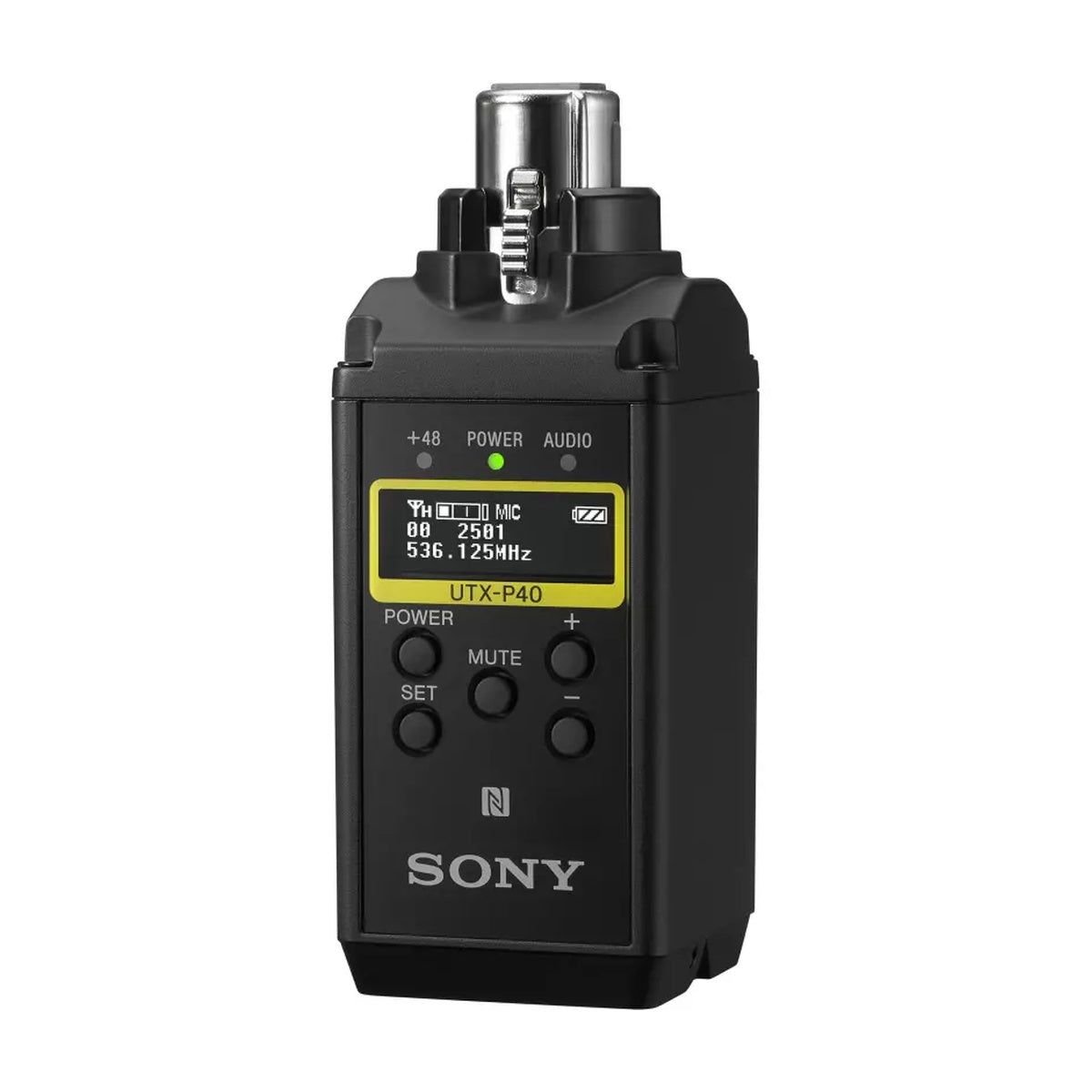 Sony UTX-P40 plug-on transmitter with LCD screen and control buttons, black